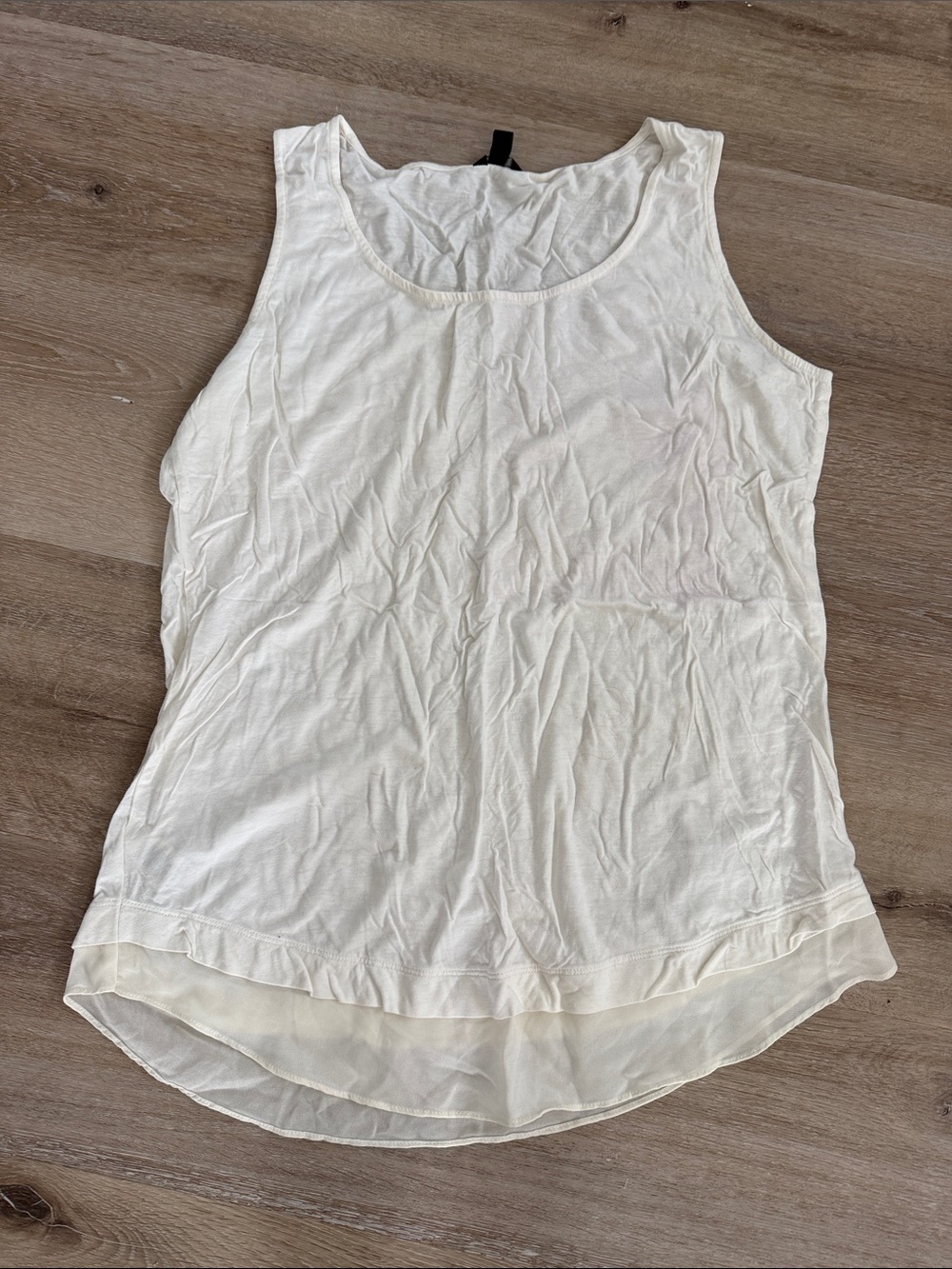 Ann Taylor Cream Layered-Hem Scoop Neck Tank